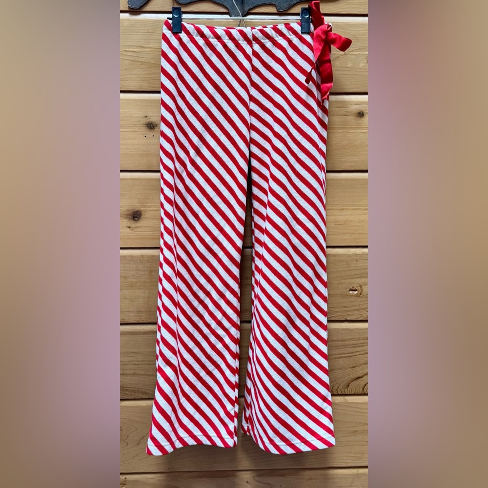 OLD NAVY Candy Striped Red and White Fleece Pajama Bottoms